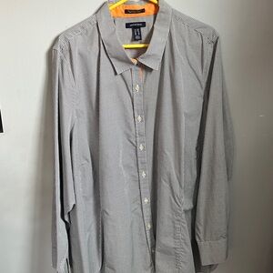 Lands' End Women’s Black and White Micro-Check Dress Shirt